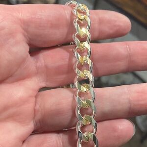 Two-Tone Gold & Silver Women's / Men’s Link Bracelet. S925